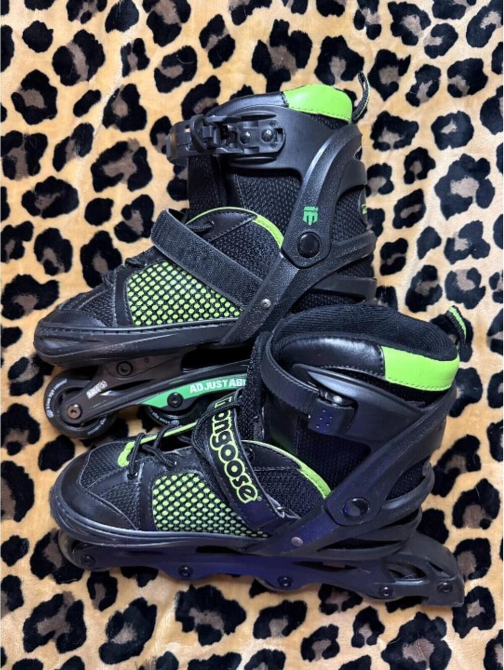 Mongoose roller blades lime green youth kids size 5 6 7 8 adjustable skates